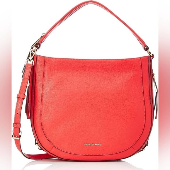 MICHAEL Kors Julia Medium Leather Shoulder Bag crossbody in Coral Reef‎ - Picture 1 of 15